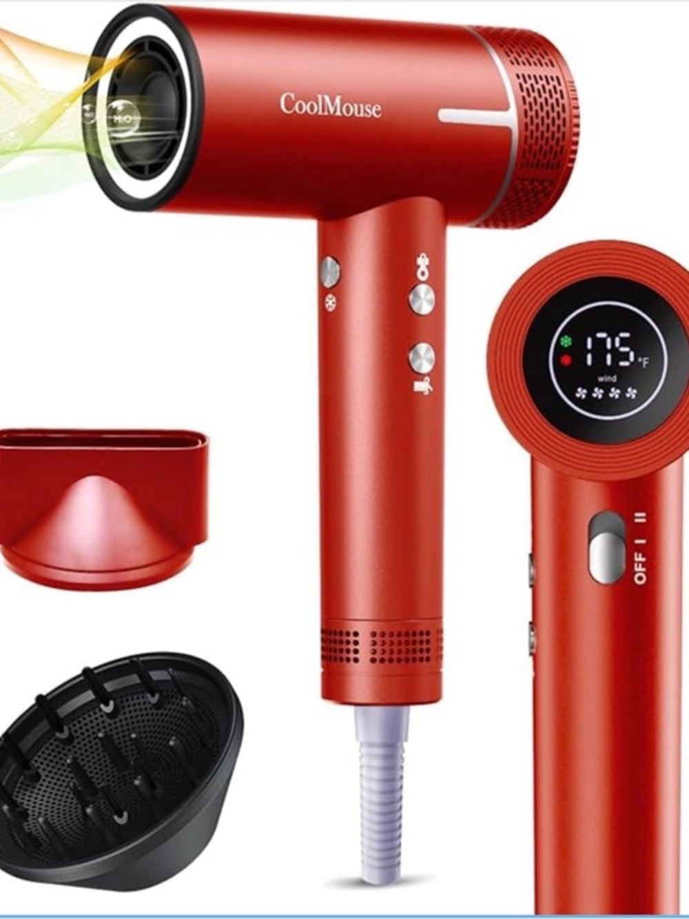Red high speed, ionic hairdryer, fast‎ drying low noise, compact #VA4